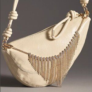 Gold & Crystal Fringe Bag Charm, Rhinestone Bag Accessory, Anthropologie